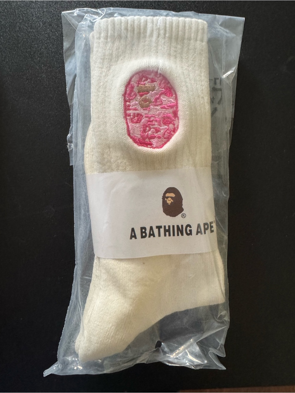 BAPE A Bathing Ape Crew Socks Embroidered PINK CAMO